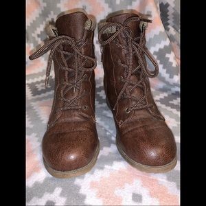 Brown Faux Leather Booties